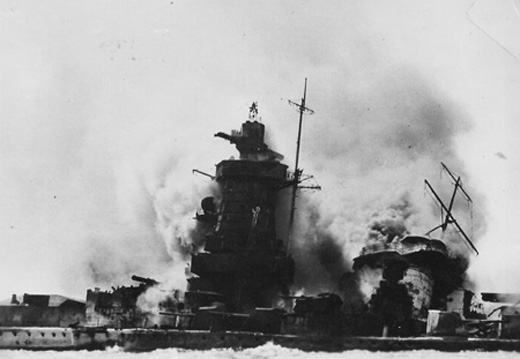 The burning wreck of the Admiral Graf Spee