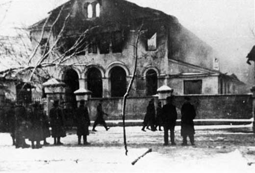 A Synagogue Going up in Flames in Siedlce, Poland