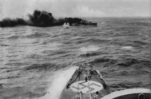 British Destroyer <i>Glowworm</i> Under Fire