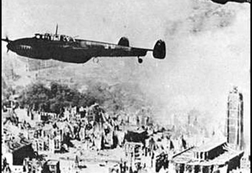 An Me-110, <i>Shark Gruppe</i>, Flying Over Dunkirk