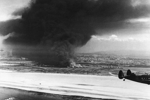 Oil Tanks Burning in Dunkirk