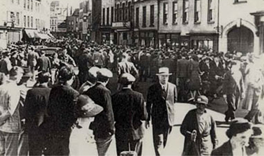 Queuing to register for evacuation at the Jersey town hall