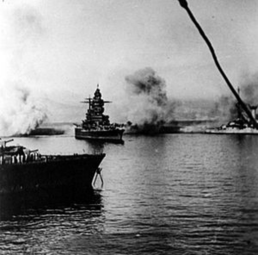 Naval battle at Mers-el-Kebir, French Algeria