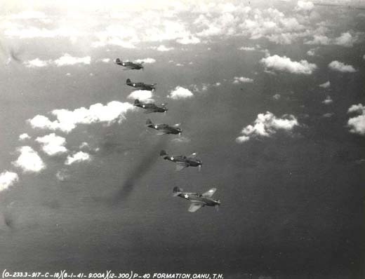 P-40s in formation over Oahu, August 1, 1940