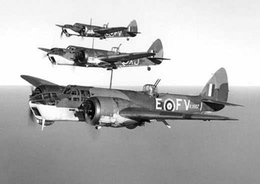 R.A.F. Bristol Blenheim Twin Engined Bombers