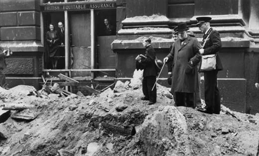 Sir Winston Churchill Inspecting Damage