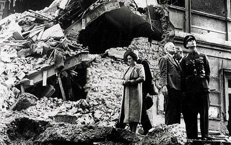 The Royals Inspecting Bomb Damage