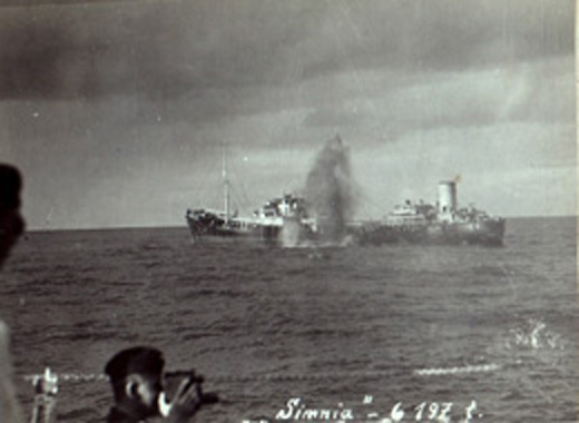 The <i>Simnia</i>, a British Tanker, is Sunk