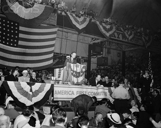 Lindbergh Speaking at an 'America First' Rally