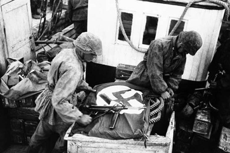 Soldiers Spread the Swastika across Boats