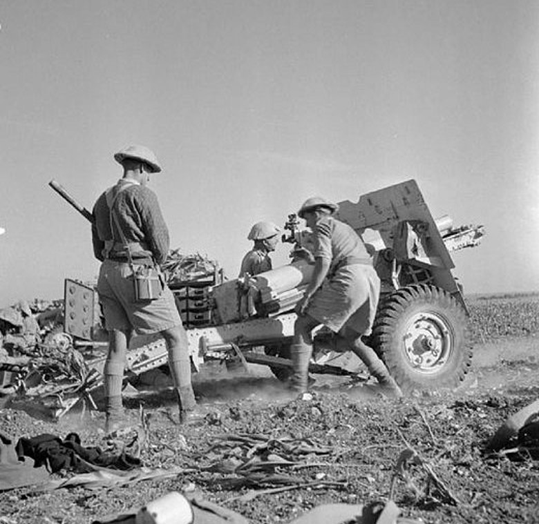 British Field Gun in Action during the Advance into Syria