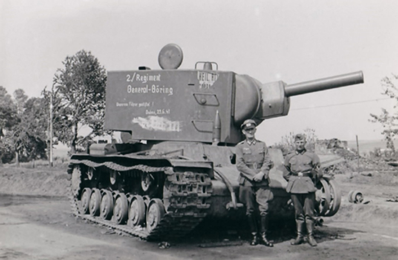 KV-2 Tank Being Used as a Road Sign