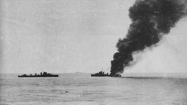 British Destroyer <i>Fearless</i> on Fire
