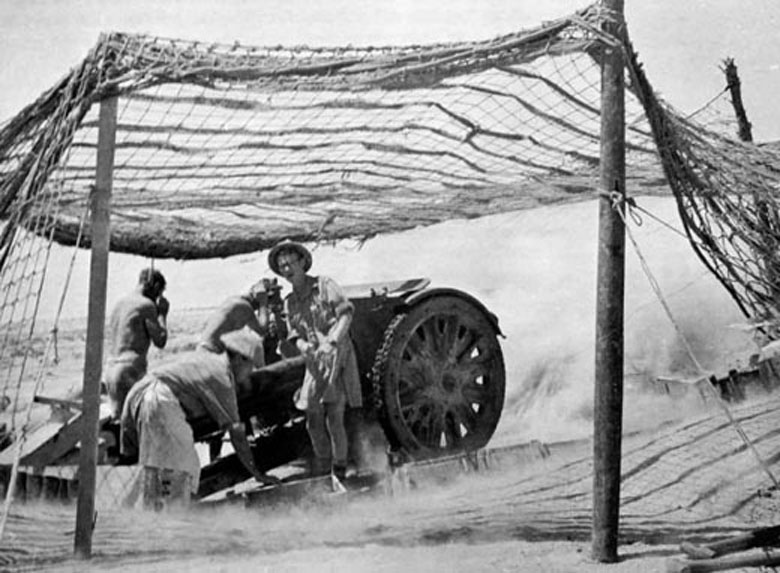 Captured Italian Guns in Action