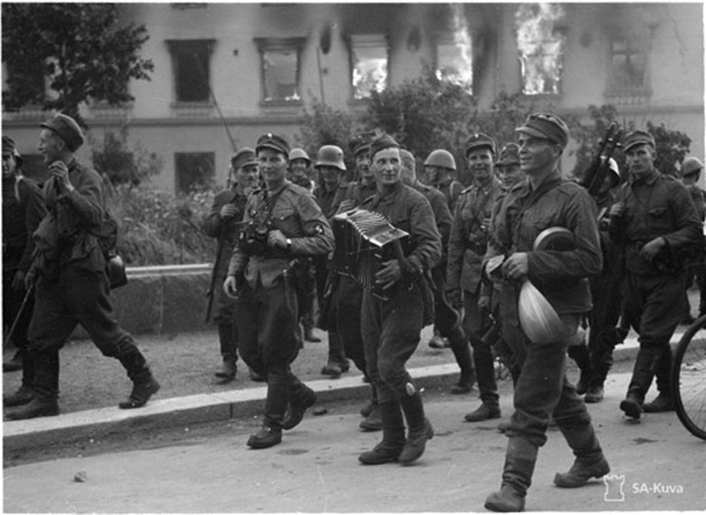 Finnish Troops Entertained by Soviet Troops