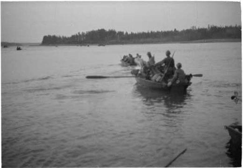 Finnish Troops Crossing the Vuoksi