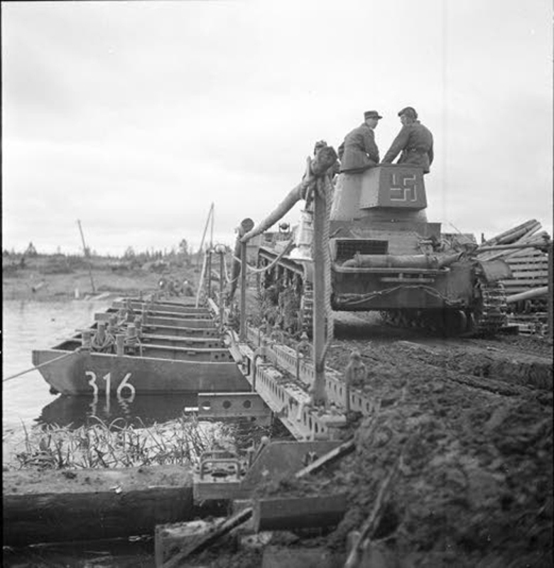 Tanks Crossing a Pontoon Bridge