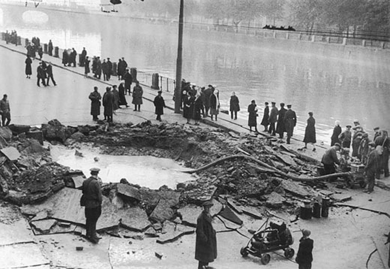 Bomb Damage at the Fontanka River Embankment