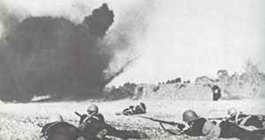 Russian Marines, defenders of Sebastopol, under shell fire