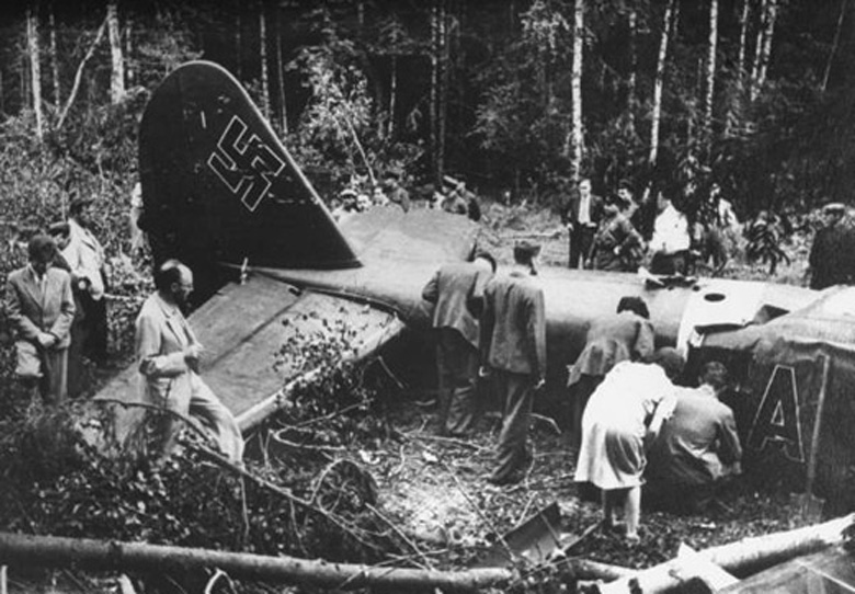 Foreign Journalists Inspect Nazi Plane