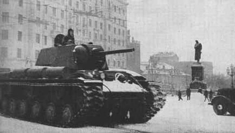 Russian Tank Passing Through Moscow