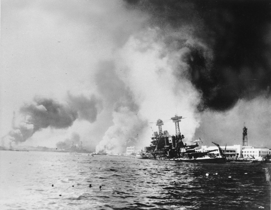 USS <i>California</i> Hit by Two Bombs