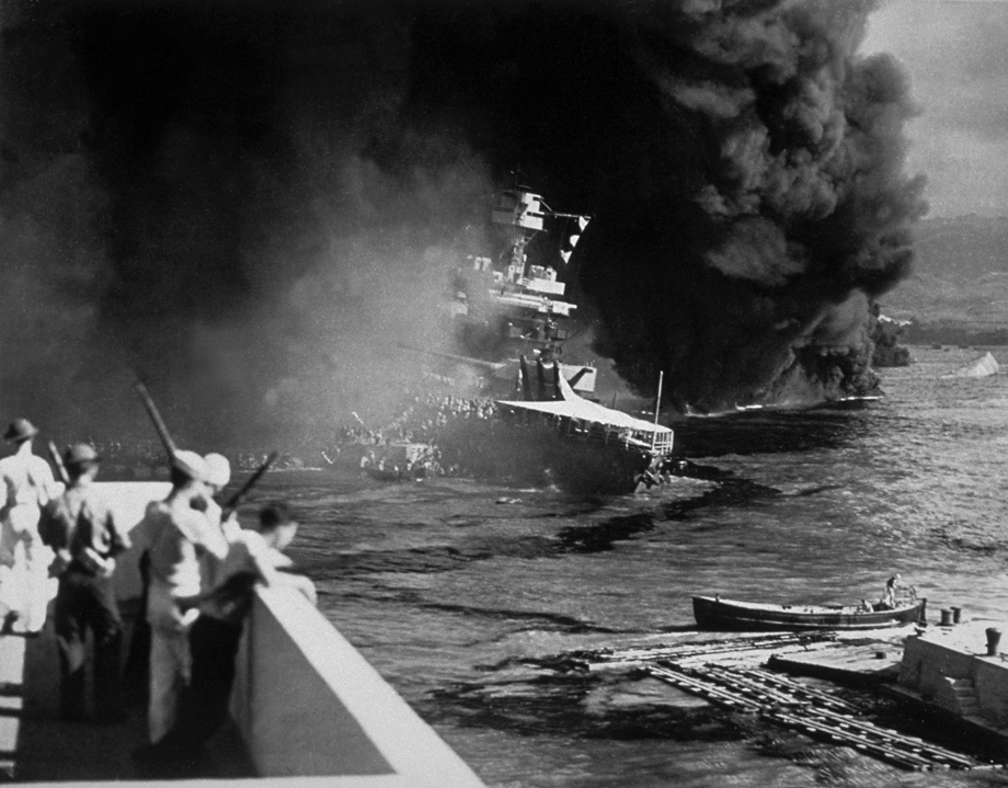 USS <i>California</i> On Fire