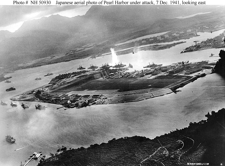 Japanese Aerial Photo of Pearl Harbor under Attack