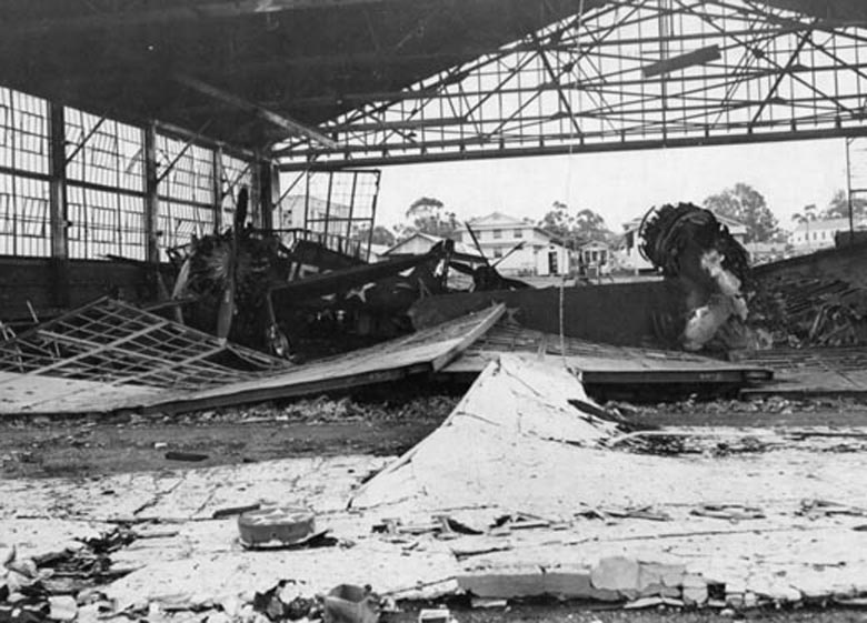 Destroyed Aircraft Hangar, Wheeler Field, Hawaii