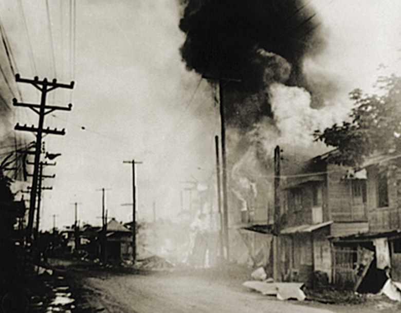 Fires Started by Japanese Air Raid