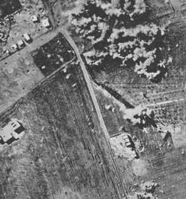 Bombs falling on the airfield