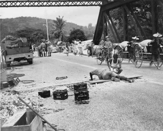 Royal Engineers Prepare to Blow up a Bridge