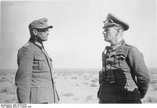 Rommel in conversation with Maj-Gen Boettcher, North Africa, January 1942