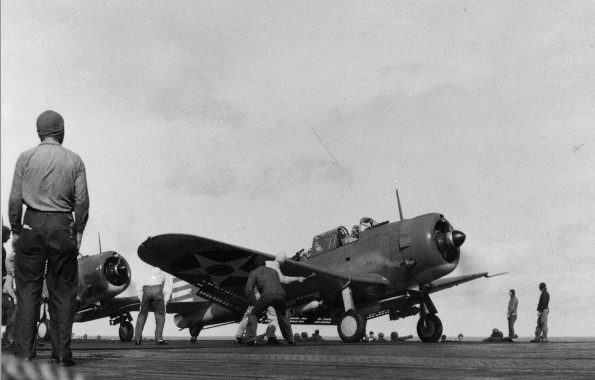 SBD-2 Dauntless Dive Bomber Prepares For Takeoff