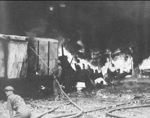 Firefighters Battle the Results of a Japanese Air Raid