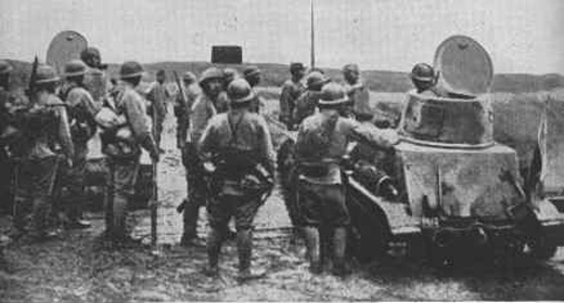 Japanese Light Tanks at the Johore End of the Causeway