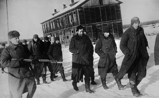 Russian Troops with German Prisoners