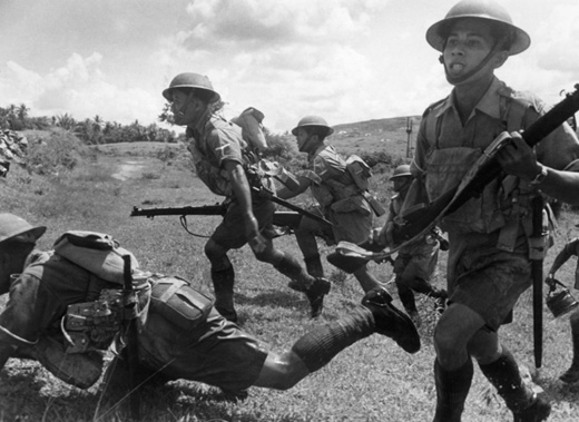 Malayan Soldiers Charging Forward