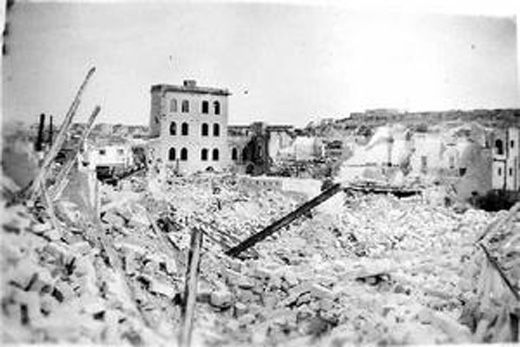 Damage from Massive Air Raid on Grand Harbour, Malta