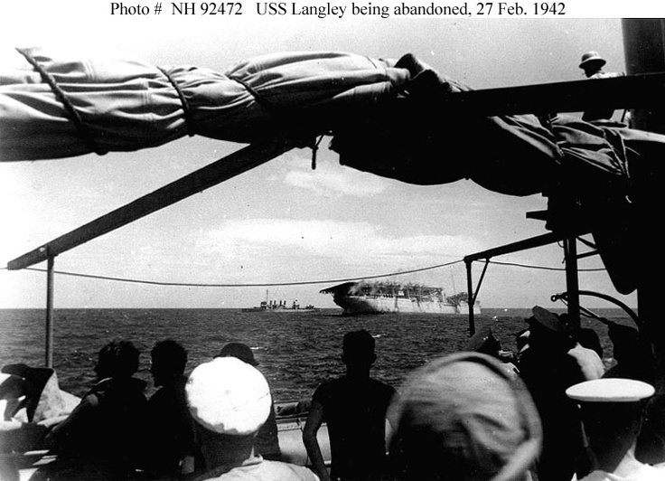 USS <i>Langley</i> Being Abandoned