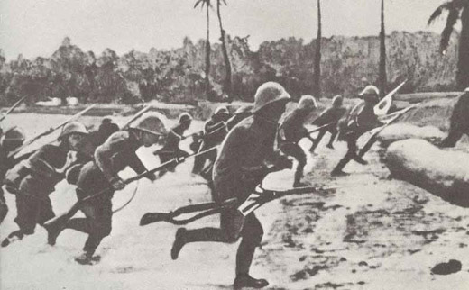 Japanese Troops Storming a Beach