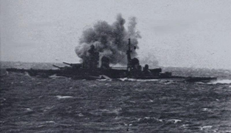 Italian Cruiser <i>Gorizia</i> Firing Her 8-in Guns