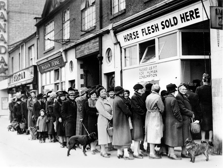 Women Line Up to Buy Meat