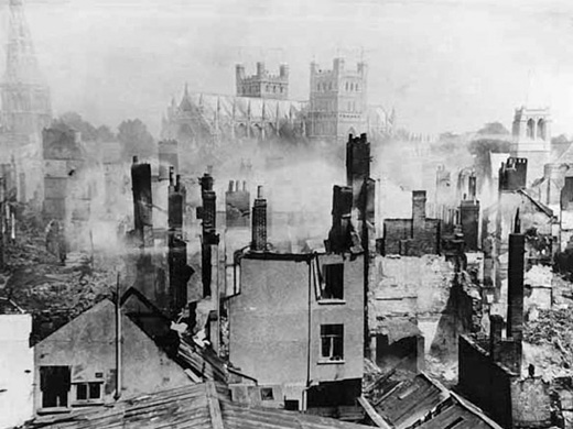 Damage in Exeter after Baedeker Raid