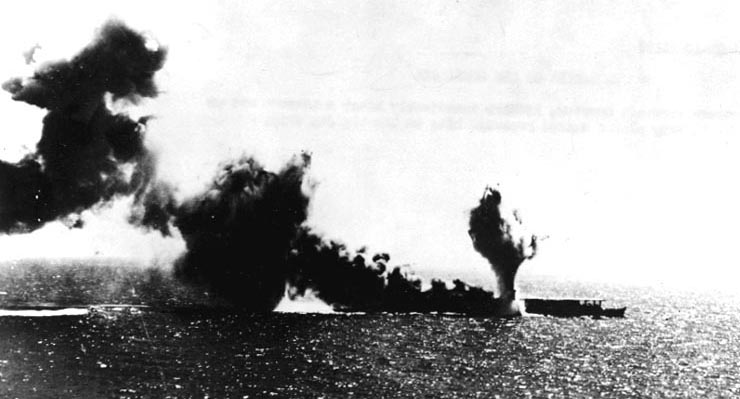 Japanese Carrier <i>Shoho</i> Is Torpedoed