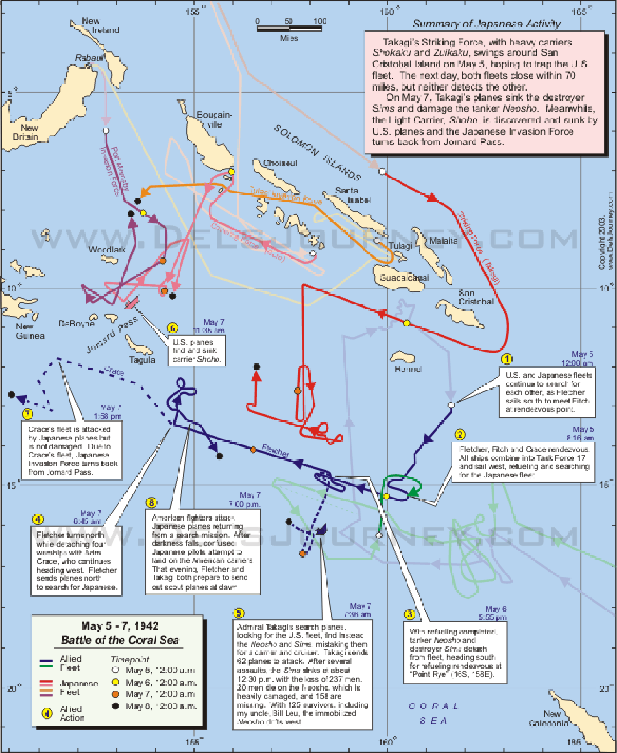 Map of the Battle of the Coral Sea