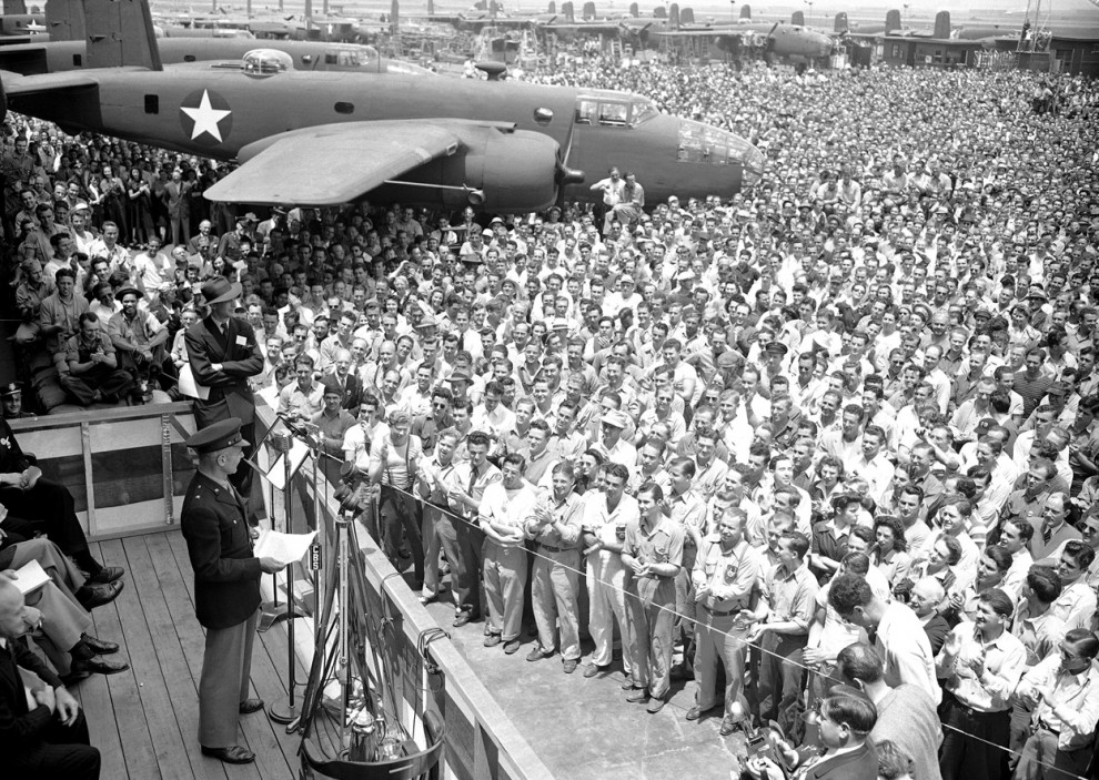 Doolittle Speaking at an Aviation Plant