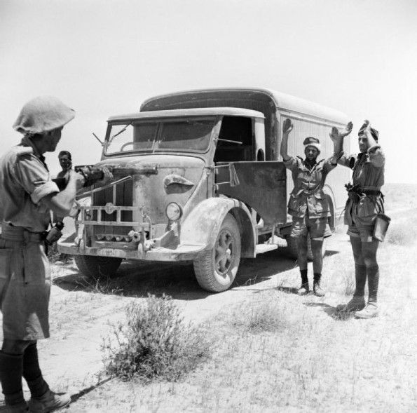 Crew of German Supply Truck Surrenders to British Infantryman