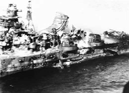 Aerial View of a Heavy Japanese Mogima Class Cruiser