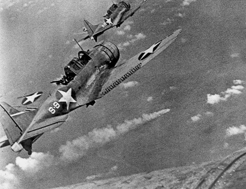 US Dive Bombers Attacking the <i>Mikuma</i>